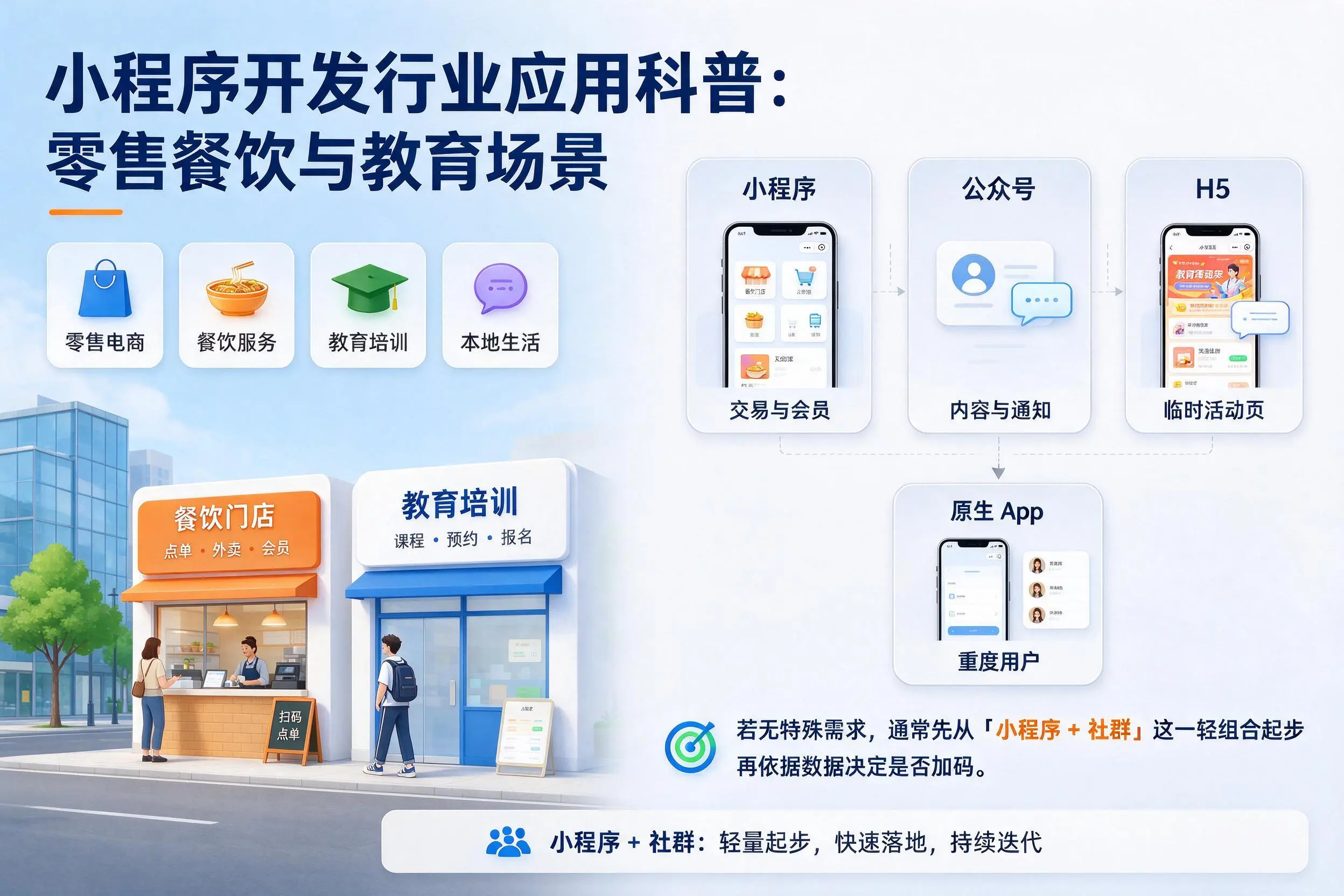 龙岩小程序开发行业应用科普:零售餐饮与教育场景