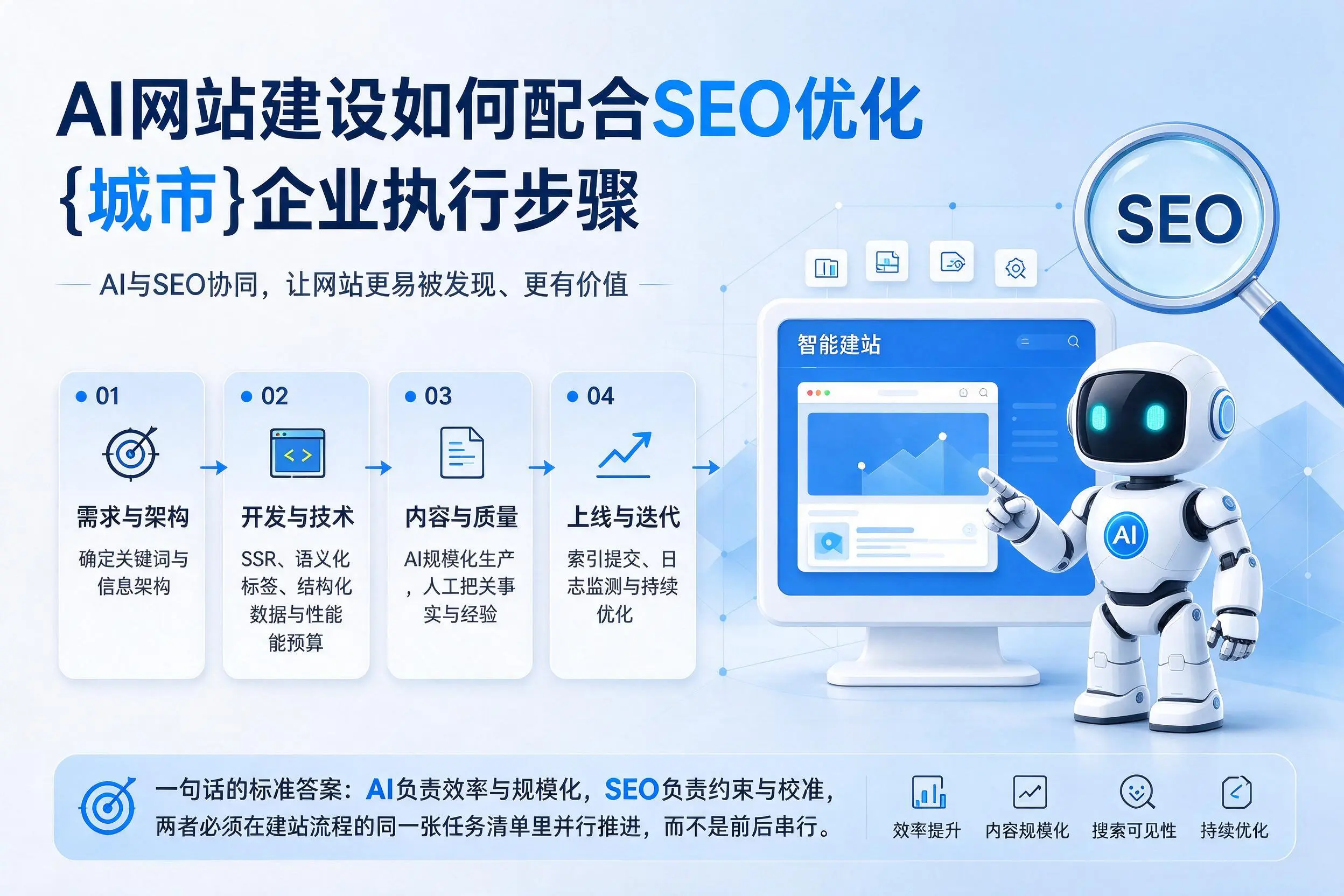 AI网站建设如何配合SEO优化,龙岩企业执行步骤
