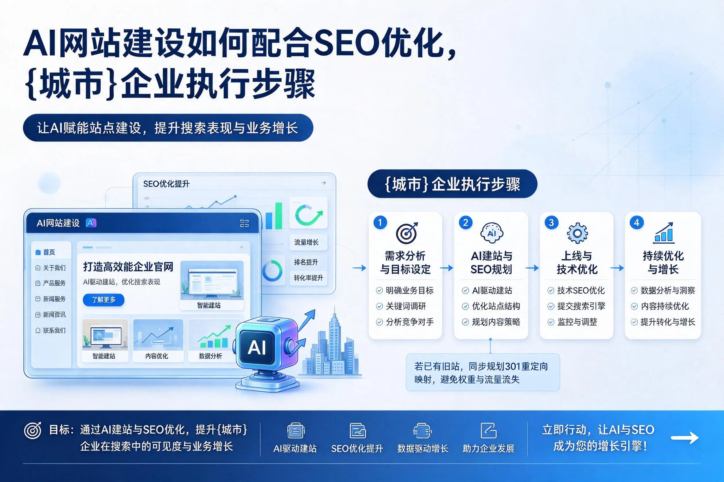 AI网站建设如何配合SEO优化,龙岩企业执行步骤
