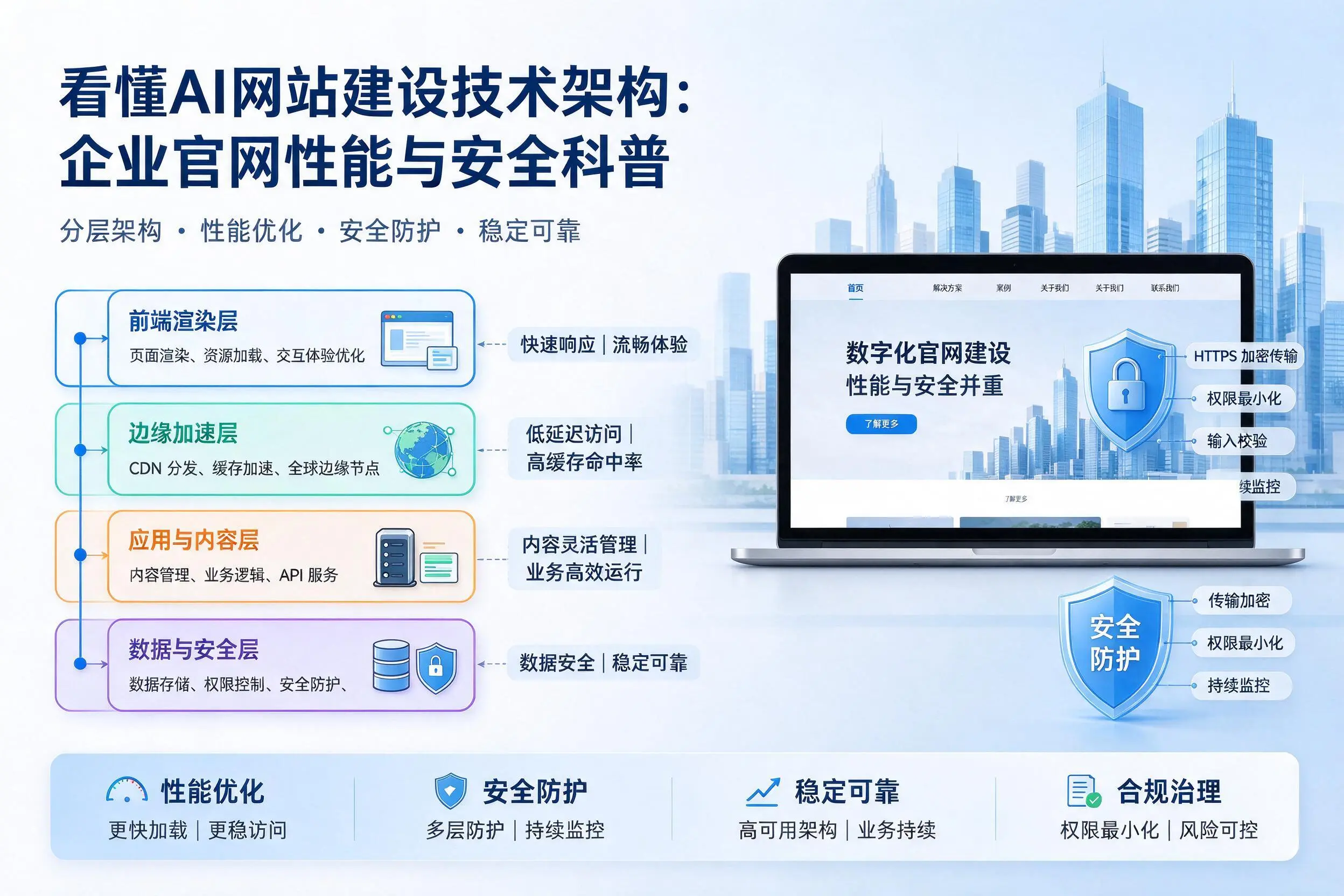 看懂AI网站建设技术架构:龙岩企业官网性能与安全科普