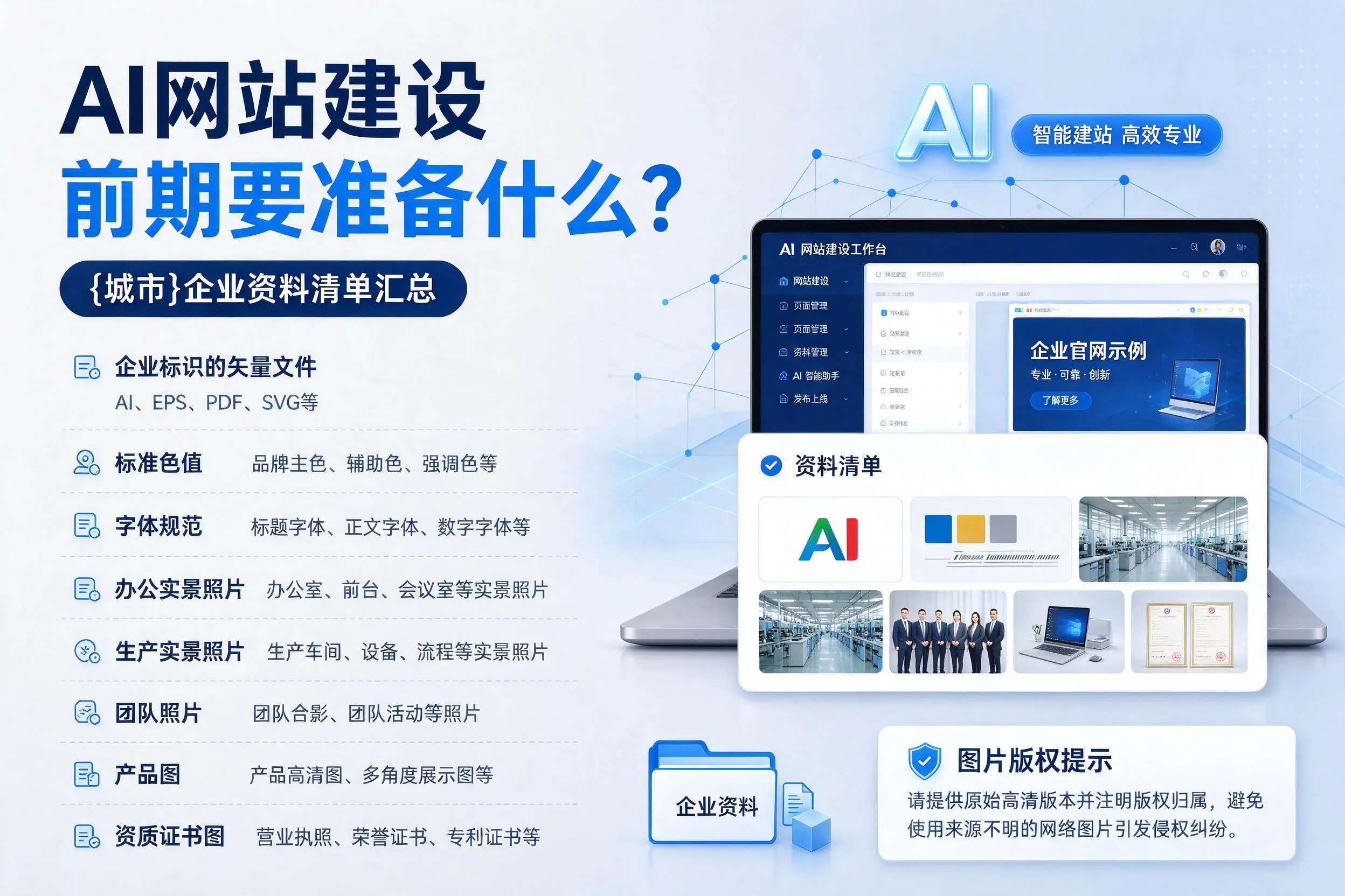 AI网站建设前期要准备什么?龙岩企业资料清单汇总
