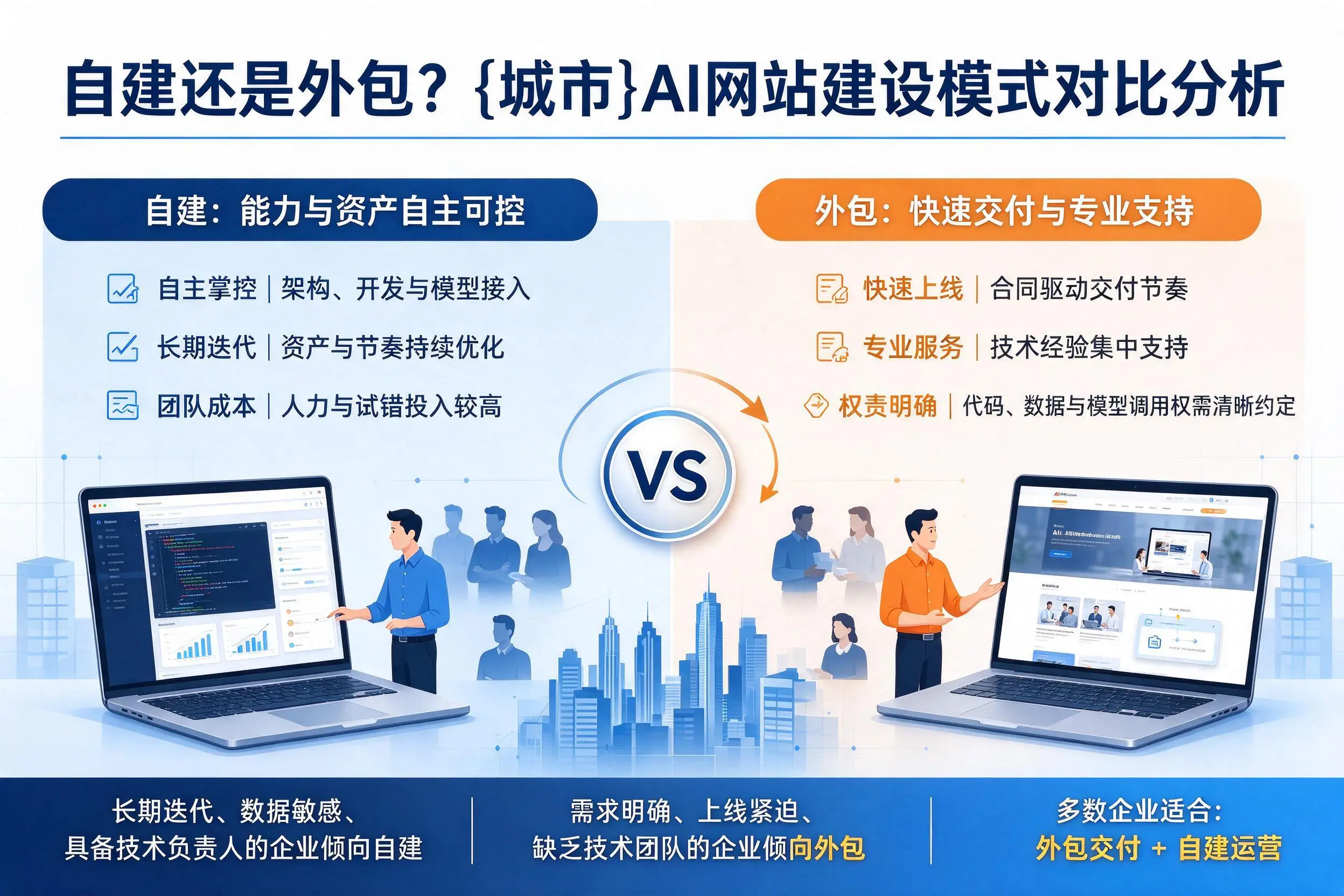 自建还是外包?龙岩AI网站建设模式对比分析